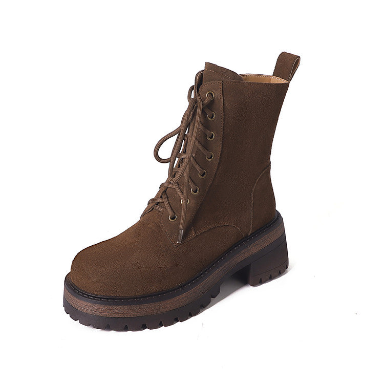 Karin Luna In Stock Casual style thin strap round toe suede ankle boots