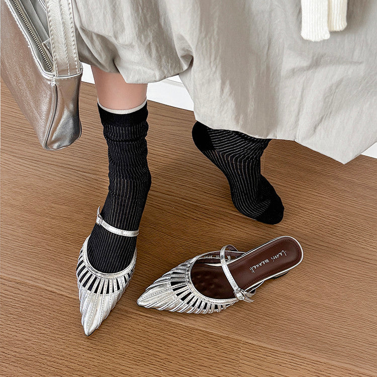 Karin Luna Casual Feel~In stock Pointed Toe Hollow Design Note Pointed Toe Slippers