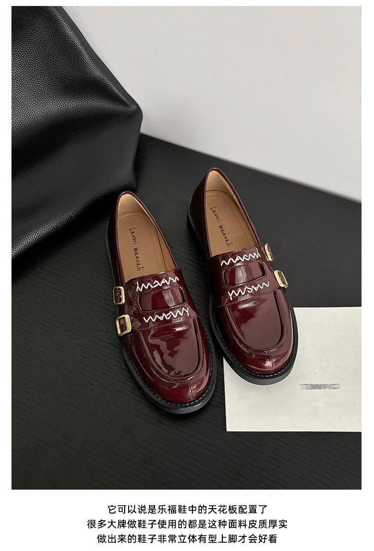 Karin Luna In Stock Spot Goods  Retro Style Slip-On Metal Buckle Loafers