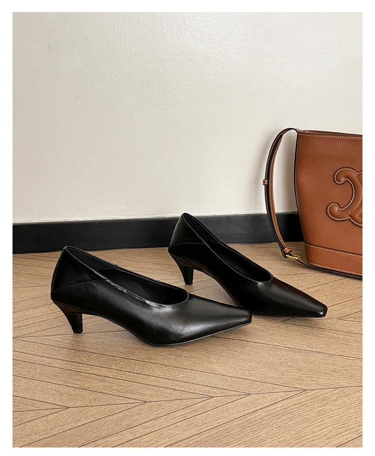 Karin Luna In Stock In Stock ~Basic Versatile French Style Small Square Toe Shallow Mouth Single Shoes