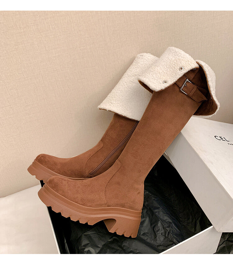 Karin Luna has prepared stock  Main Push Main Push  Hot-selling Large Sole Self-flowing Foldable Round Toe Over-the-Knee Boots