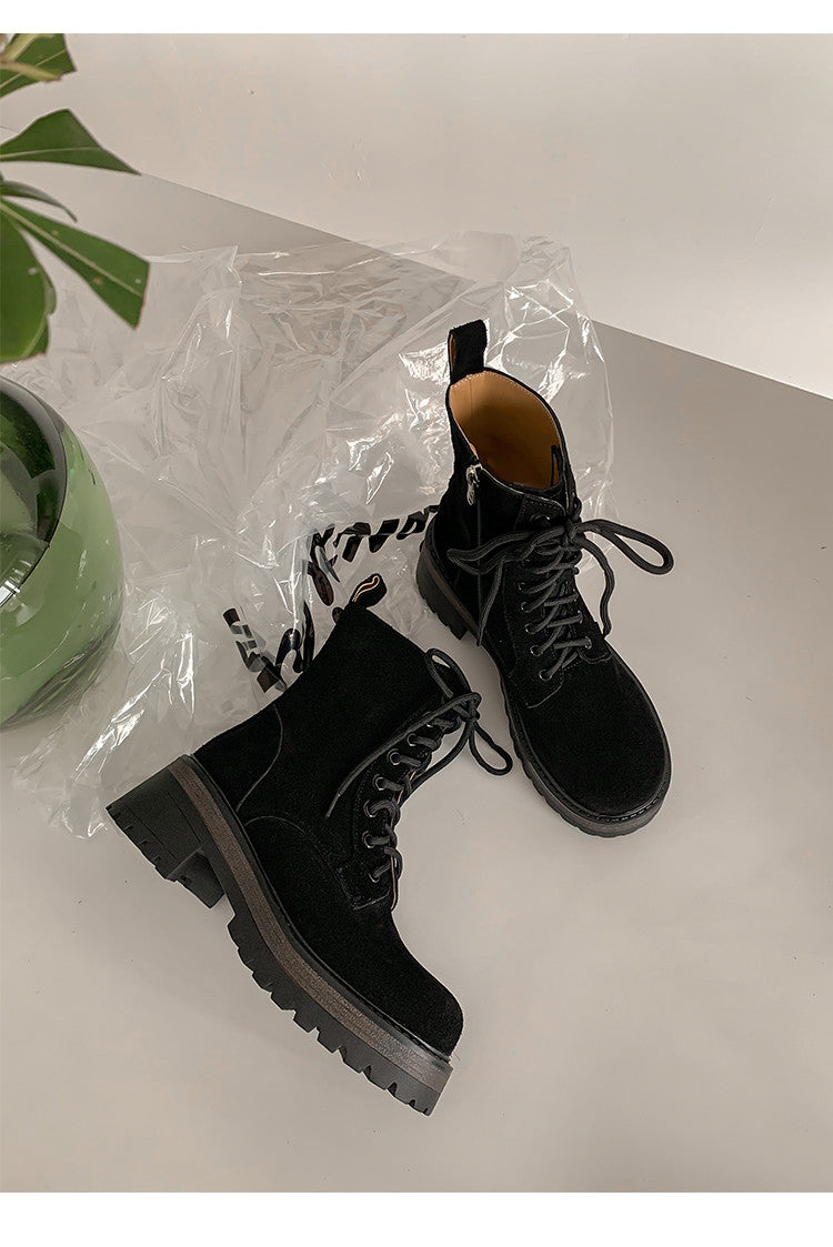 Karin Luna In Stock Casual style thin strap round toe suede ankle boots