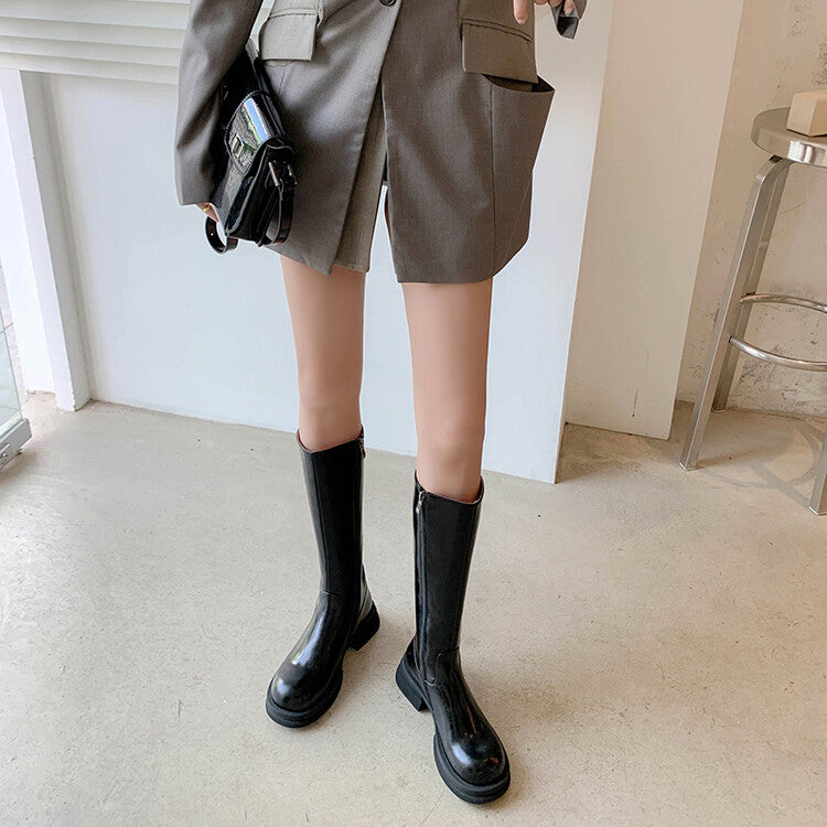 Karin Luna In Stock Spot Goods  Always in stock  Classic Basic Style Round Toe Thick Sole Knight Boots