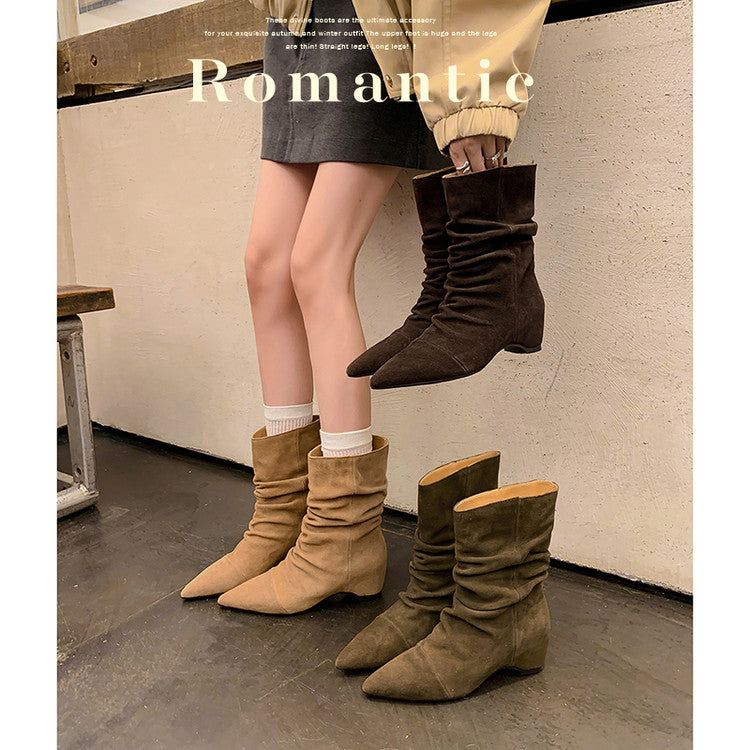 Karin Luna Data Hot Item Pointed Toe Slouchy Matte Western Ankle Boots