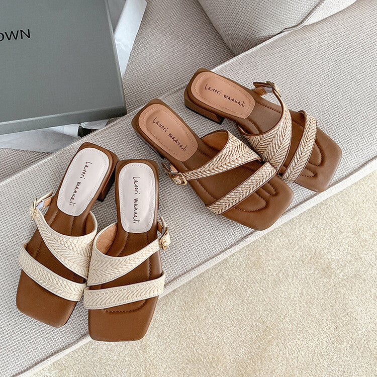 Karin Luna Full of casual charm~ Irregular Weaving Design Flat Slippers