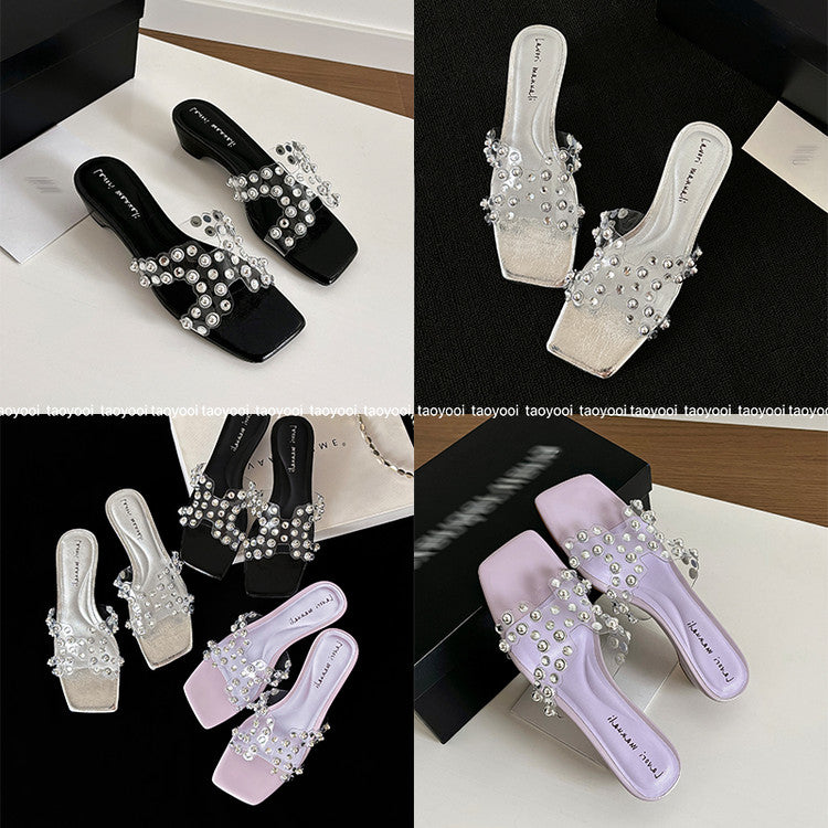 Karin Luna In Stock Spot Goods Classic versatile transparent sequin slippers