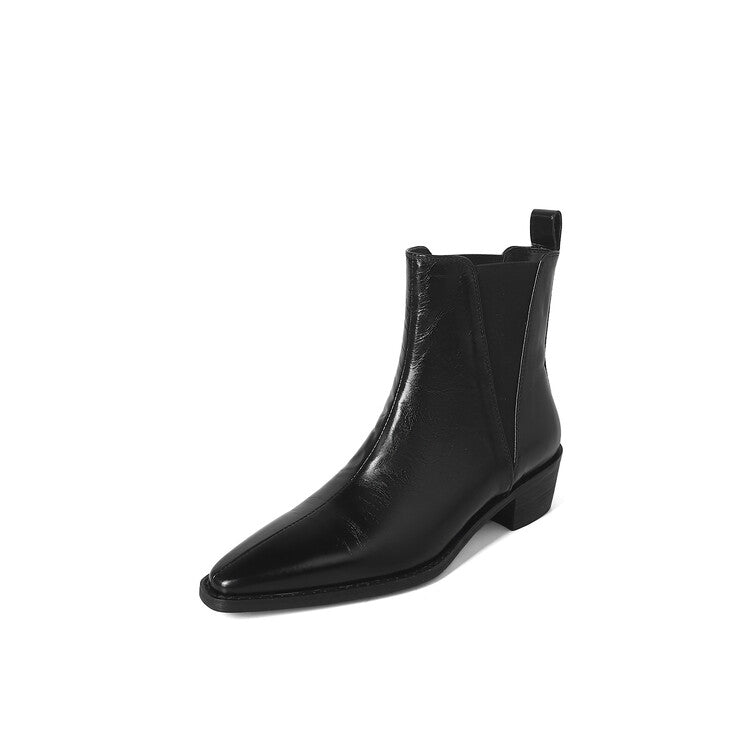 Karin Luna In Stock In stock   Classic first-layer cowhide Chelsea elastic ankle boots