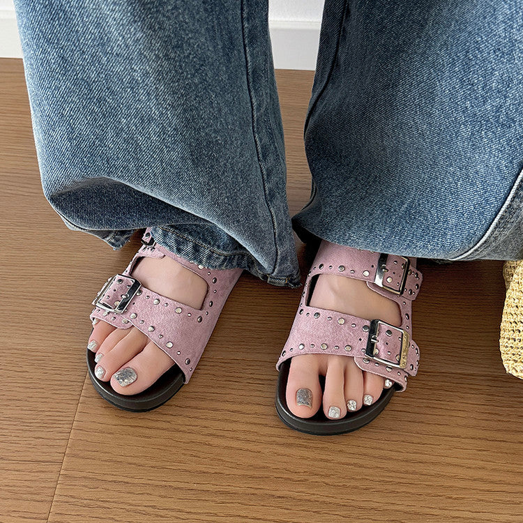 Karin Luna In Stock Spot Goods Casual Thick-Soled Belt Buckle Slippers