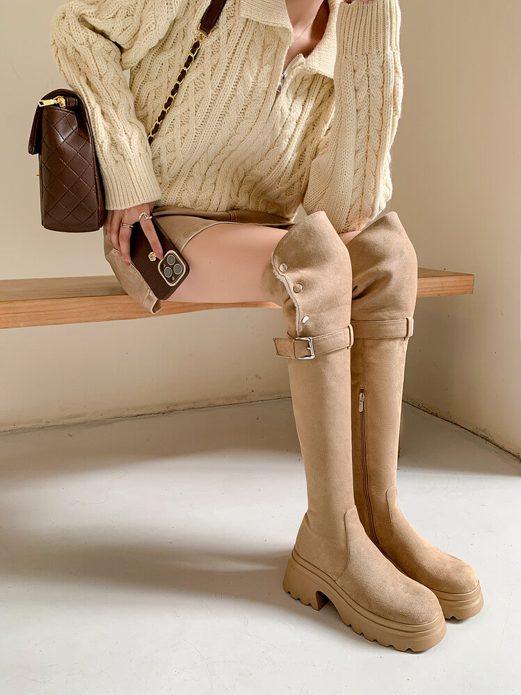 Karin Luna has prepared stock  Main Push Main Push  Hot-selling Large Sole Self-flowing Foldable Round Toe Over-the-Knee Boots
