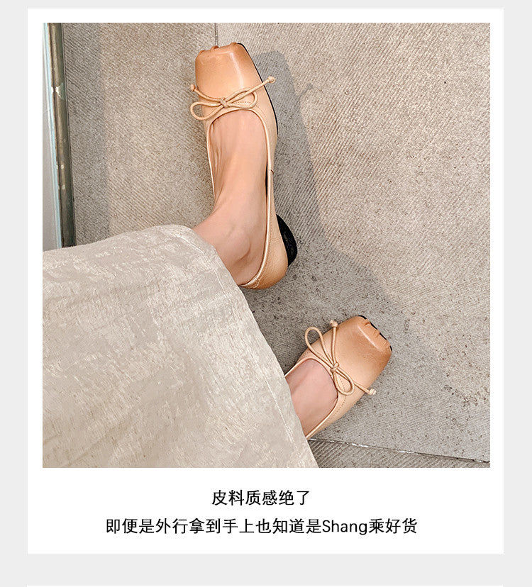 Karin Luna In Stock In Stock ~Full leather inside and out Pig Nose Bow Retro Thick Heel Mary Jane Shoes
