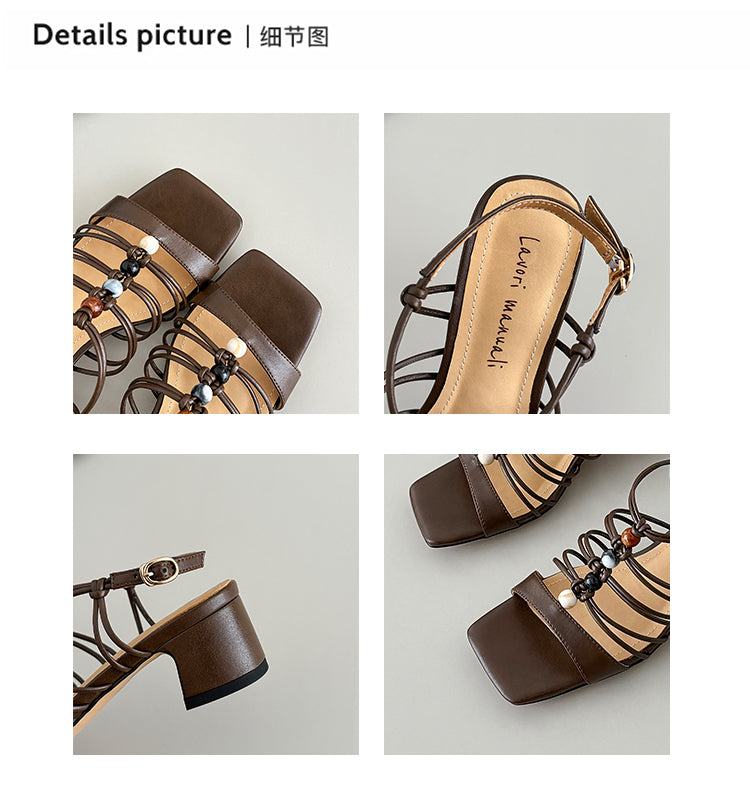 Karin Luna Bohemian Vacation Style~Square Toe Open Toe Sandals