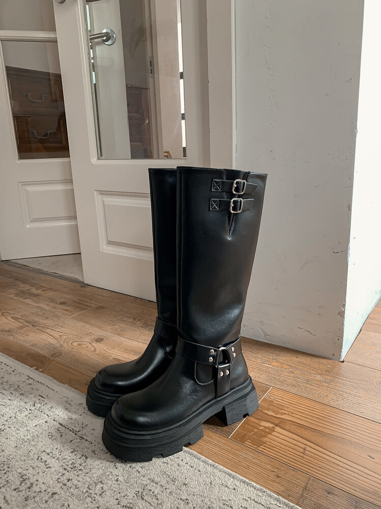 Karin Luna Full Cowhide  miumiu Popular Round Toe Thick Sole Beautiful and height-increasing