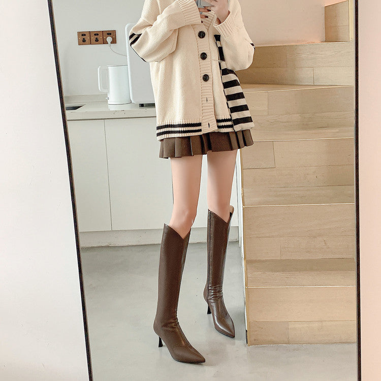 Karin Luna Elegant Style v Pointed Toe Stiletto Long Boots