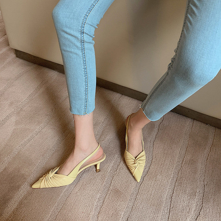 Karin Luna In Stock In Stock  Exquisite Pointed Toe Backless Closed-Toe Stiletto Sandals