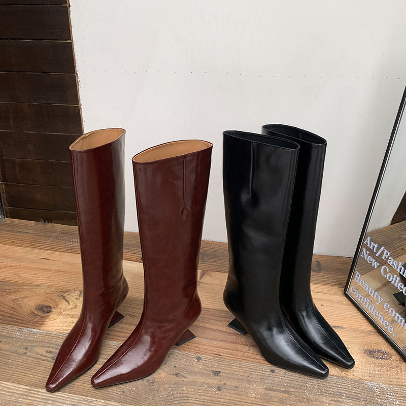 Karin Luna European and American Style Unisex Square-Toed Long Boots