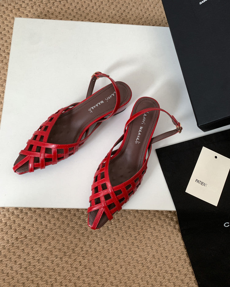 Karin Luna Braided Style ~Cross-woven Pointed Toe Closed-toe Sandals