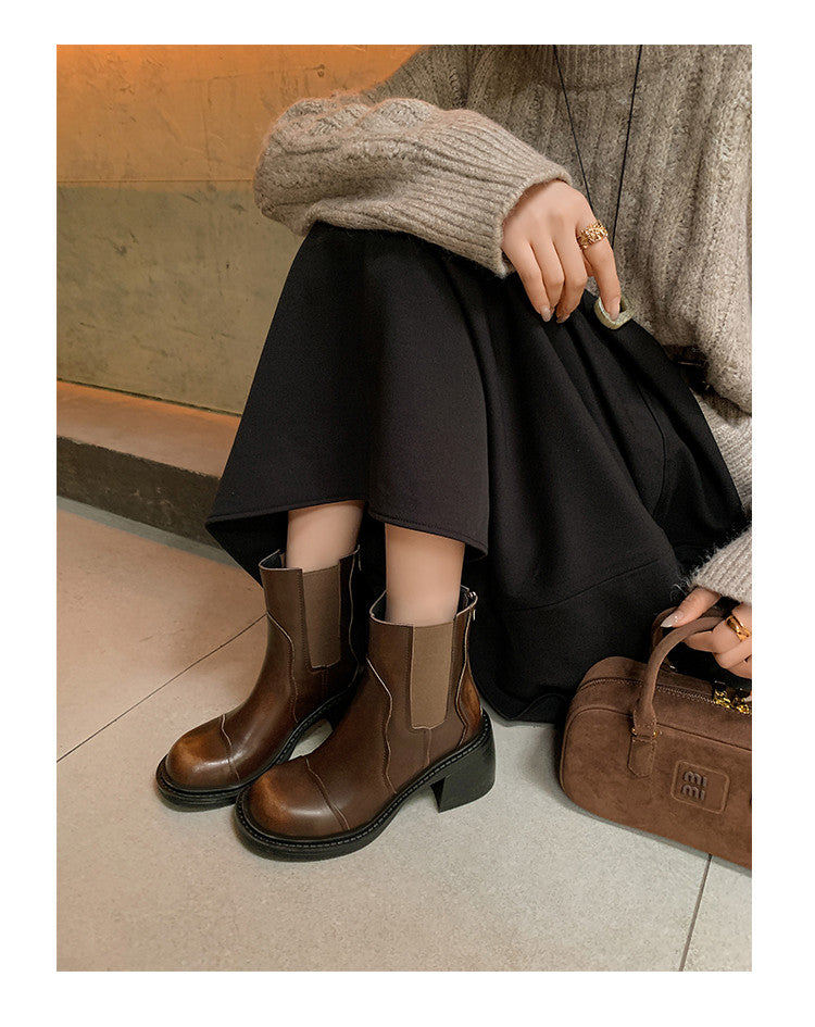 Karin Luna In Stock Spot Goods  Round Toe Stretch Round Toe Chelsea Short Boots