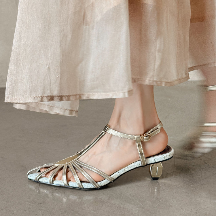 Karin Luna In Stock Spot Goods Open-toe French Style Metal Heel Sandals