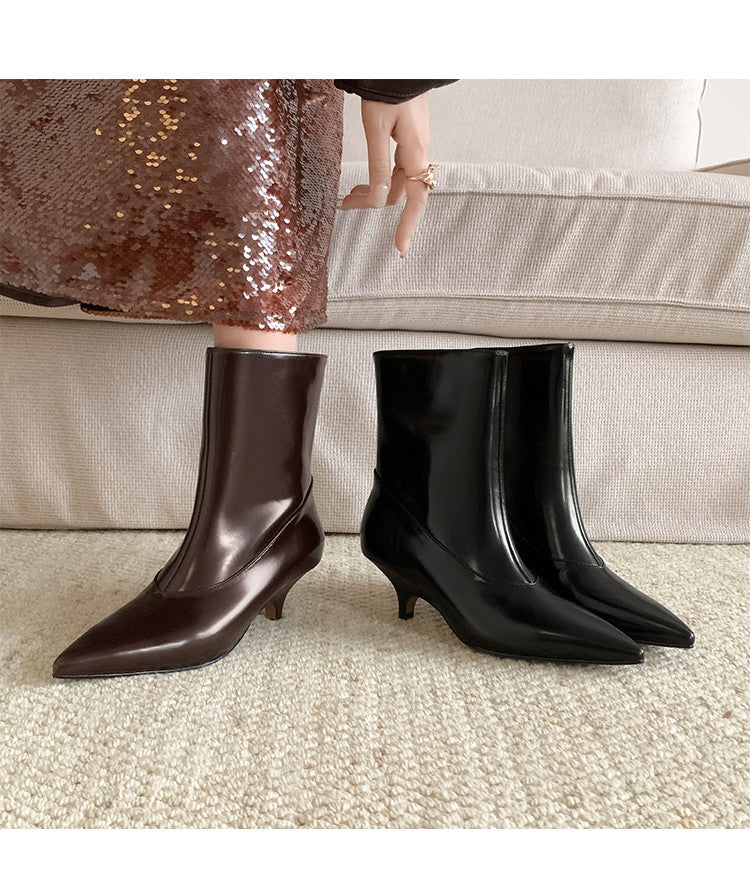 Karin Luna In Stock  Spot Goods Elegant kitten heel pointed toe trendy ankle boots
