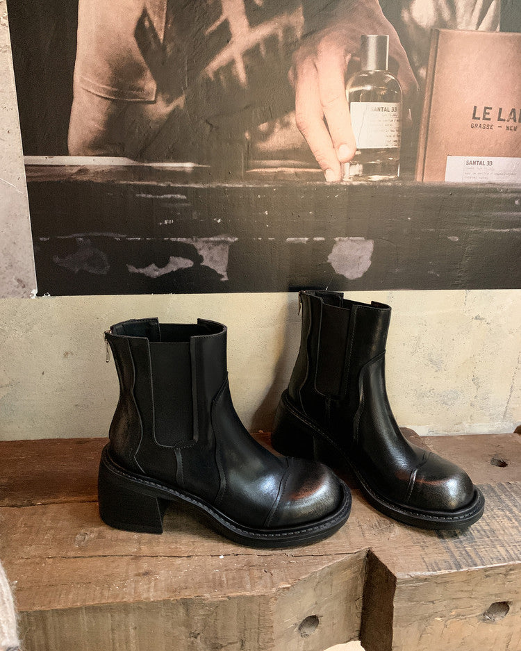 Karin Luna In Stock Spot Goods  Round Toe Stretch Round Toe Chelsea Short Boots