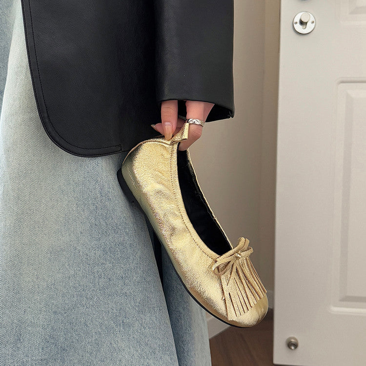 Karin Luna In Stock Spot Goods   Tassel Round Toe Hidden Wedge Mary Jane Shoes