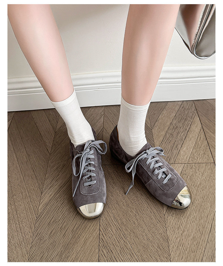 Karin Luna In Stock In Stock  High-end Metal Toe Lace-up Flats