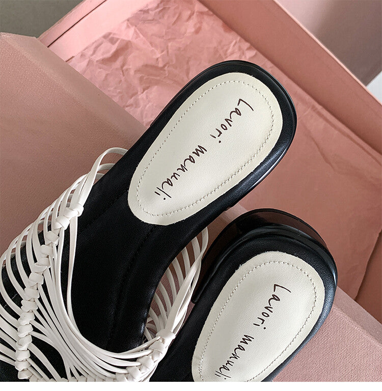 Karin Luna In Stock Spot Goods  Resort Style Handwoven Flat Sole Slippers