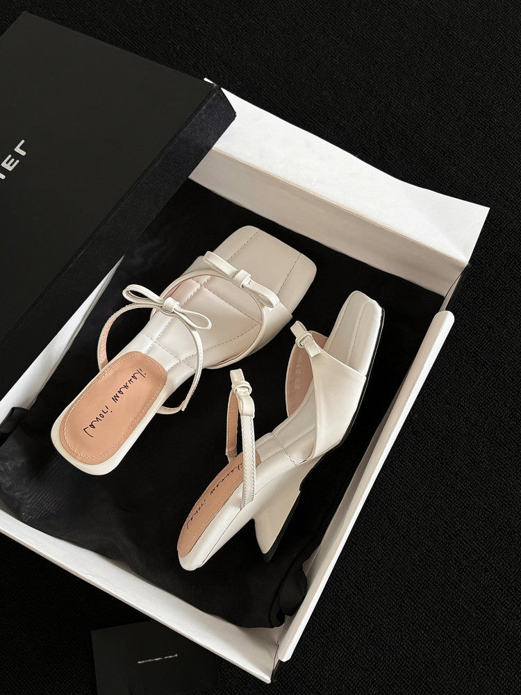 Karin Luna Hot Item Hot Item Self-Flow Square-Toe Irregular Heel Slippers
