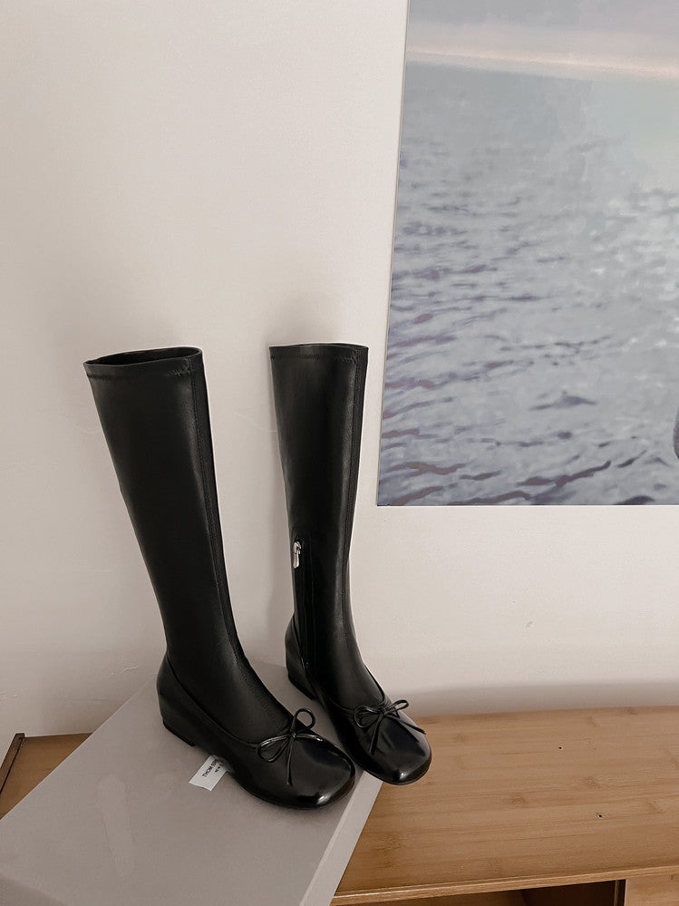 Karin Luna In Stock Spot Goods  Butterfly Knot Round Toe Hidden Heel Boots