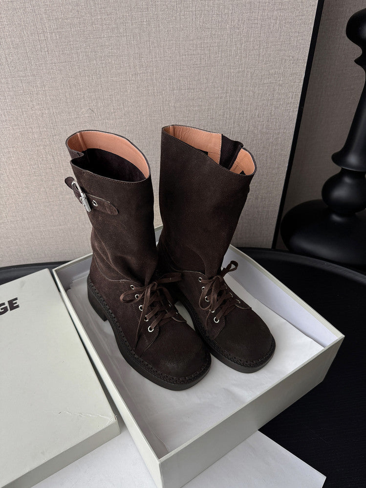 Karin Luna Bestseller Large Tube Thick Sole Martin Boots with Belt Buckle