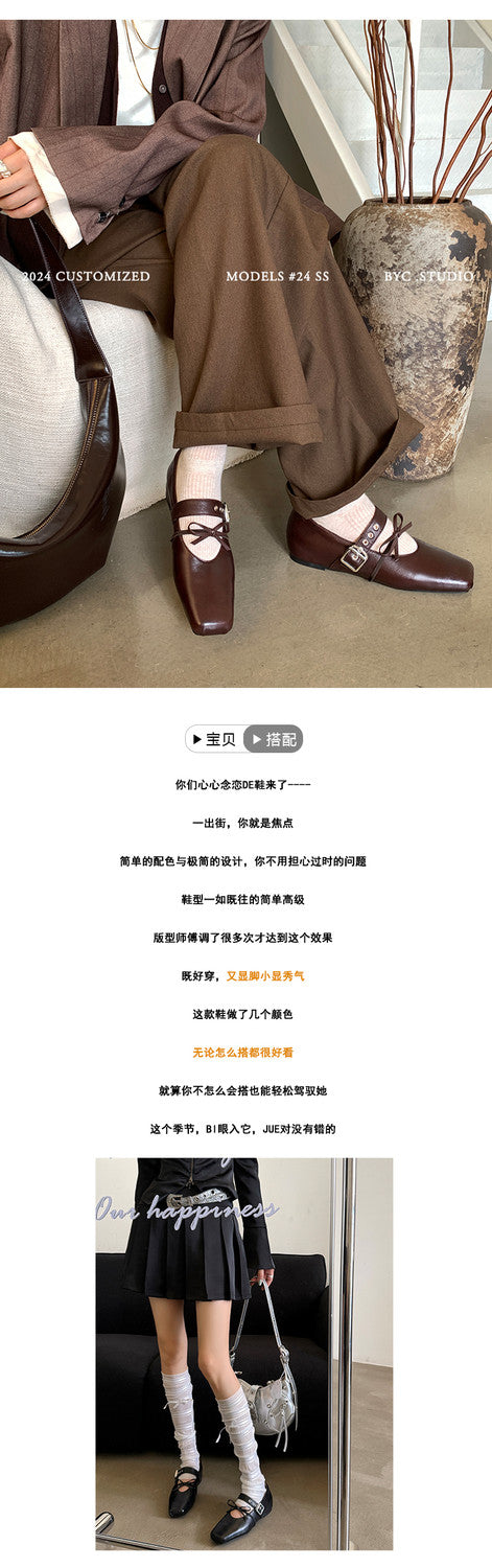Karin Luna In Stock Spot Goods  Square Toe Internal Height Increase Detachable Bowknot