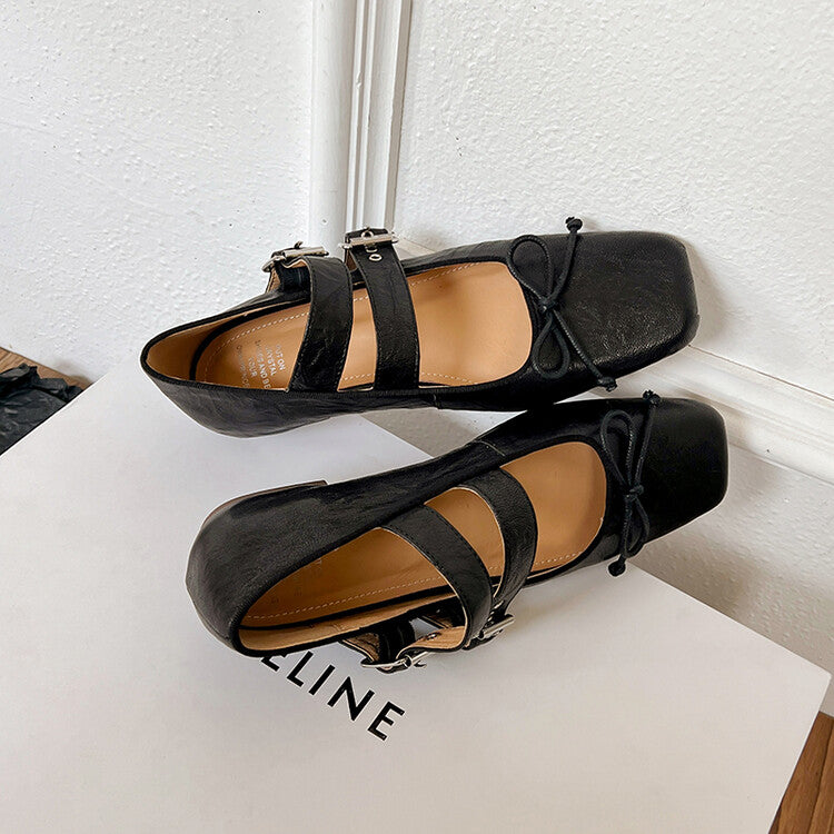 Karin Luna Future Sense silver~Spot Goods Spot Goods Hot-selling Bowknot Retro Belt Buckle Ballet Mary Jane Shoes