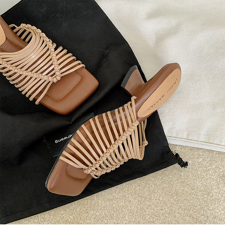Karin Luna Bestseller Woven Vacation Style Series~ Elegant High Heel Slippers