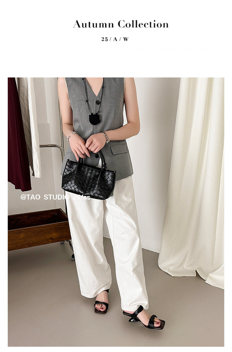 Karin Luna In Stock  Spot Goods   Square Toe One-Strap Irregular Heel Slippers