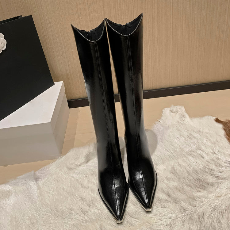 Karin Luna In Stock In-stock Pointed Toe Elegant High Heels v Slimming Effect Long Boots