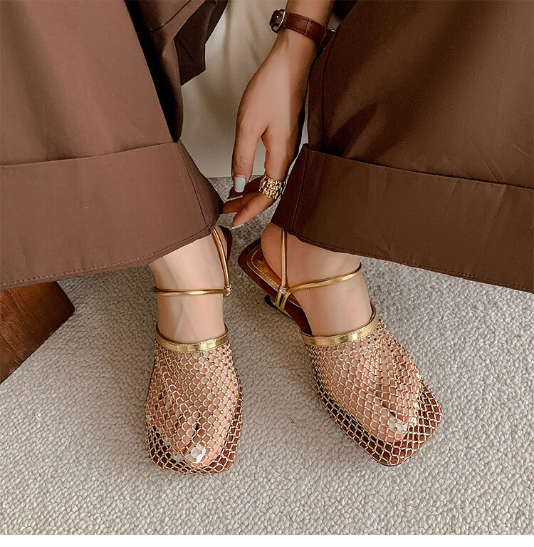 Karin Luna Highlights Fairness~In stock  Closed-Toe Diamond Mesh Unisex Convertible Sandals