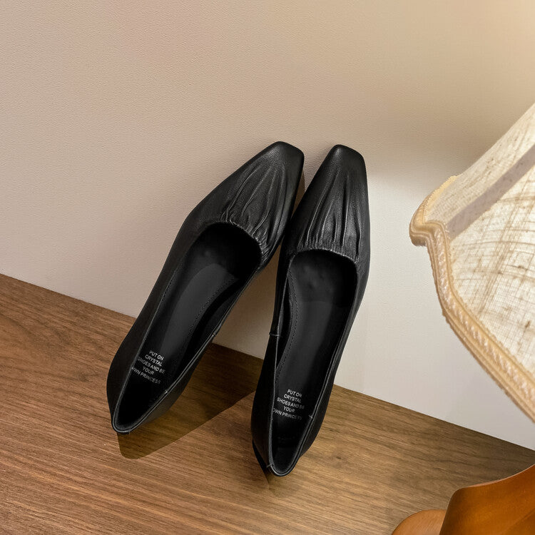Karin Luna fell in love at first sight~ Spot Goods  Spot Goods Vintage Wrinkled Hollow Soft Sheepskin Elegant Versatile Single Shoes
