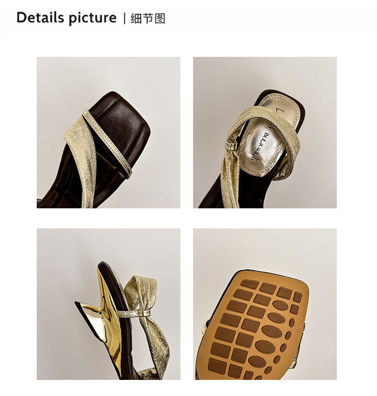 Karin Luna In Stock Spot Goods Minimalist Style Square-Toed Irregular Heel Slippers