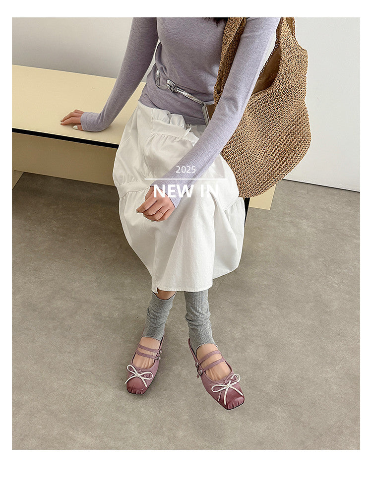 Karin Luna In Stock In Stock   Summer New Sweet Bowknot Color Block Square Toe Height-Increasing Slippers