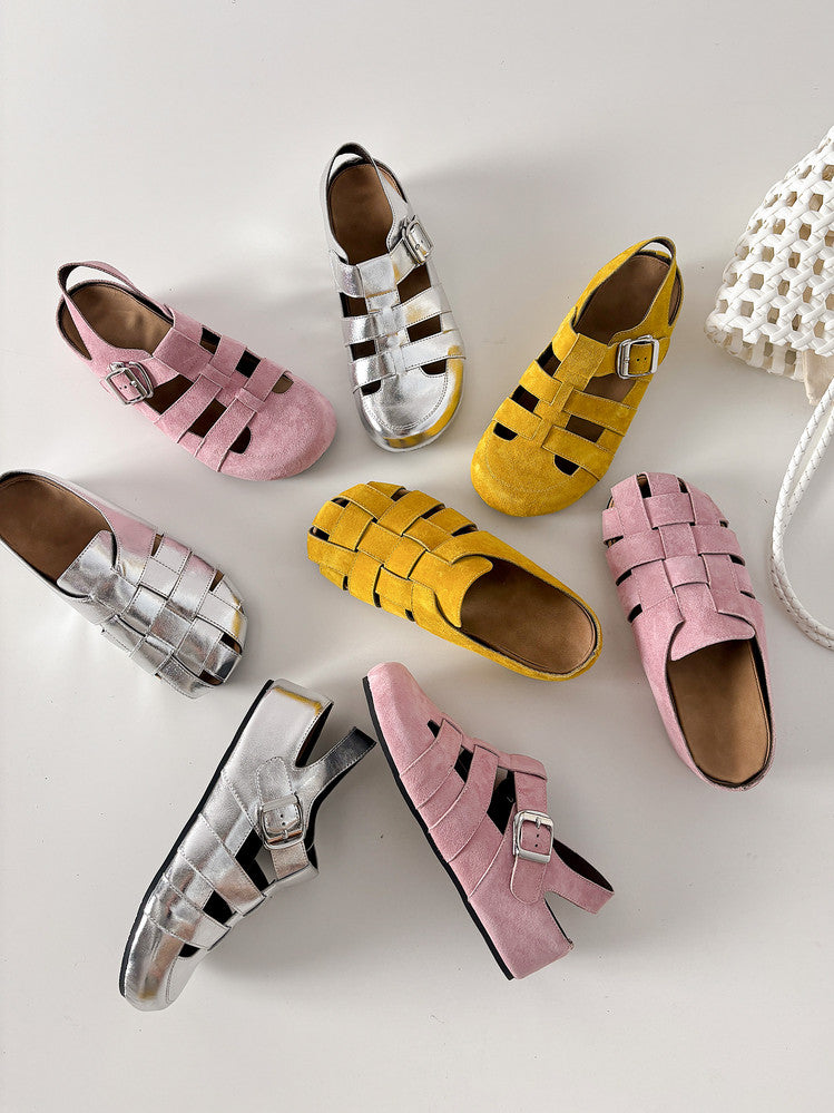 Karin Luna Full Layer Inside and Out~Basic Versatile Perforated Round Toe Birkenstock Shoes