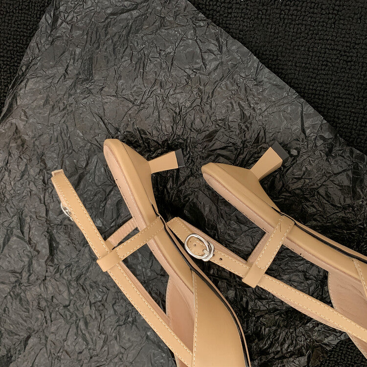 Karin Luna In Stock 24New Year's stock is now available Color Block Pointed Toe Full Leather Sandals