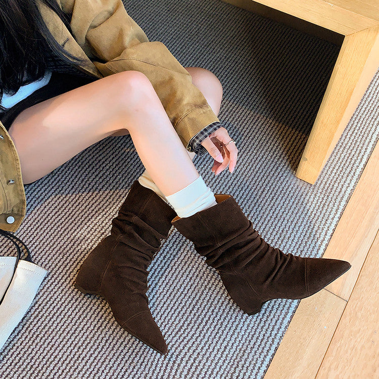 Karin Luna Data Hot Item Pointed Toe Slouchy Matte Western Ankle Boots