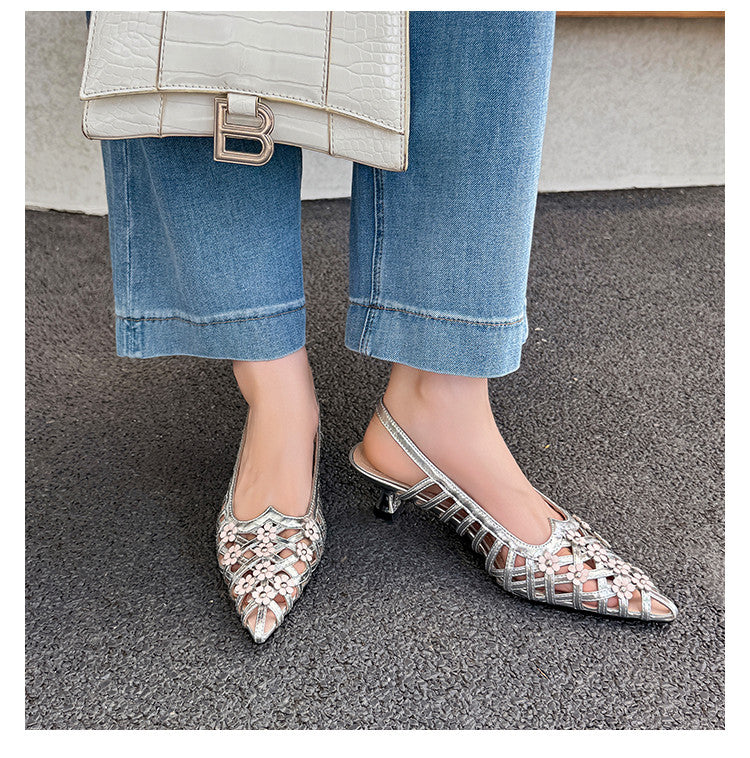Karin Luna In Stock Spot Goods  Purely Handmade Flowers High-end Hollow Out Sandals