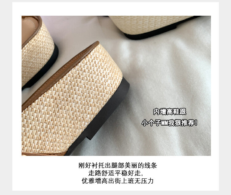 Karin Luna  Closed-Toe Woven Style Height-Increasing Slippers