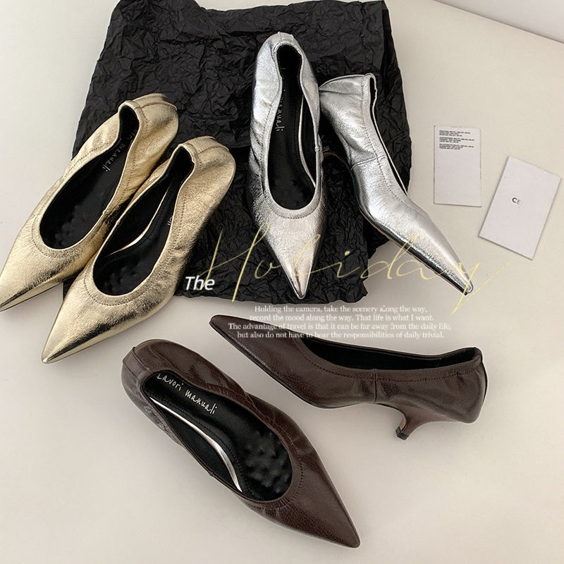 Karin Luna In Stock Spot Goods    Vintage Classic Style Shallow Mouth Single Shoes