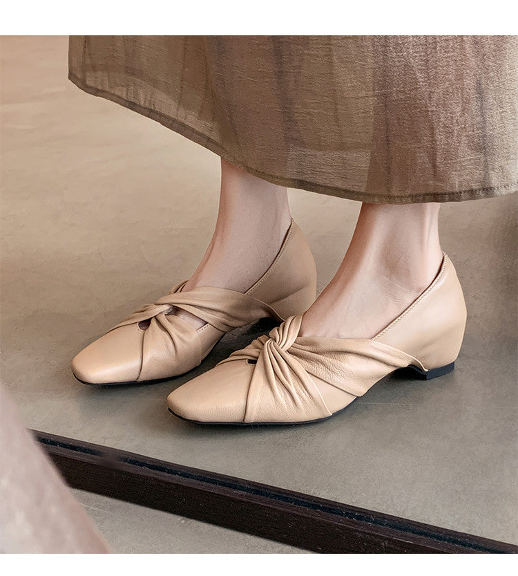 Karin Luna Cross Design Square Toe Hidden Wedge Shoes