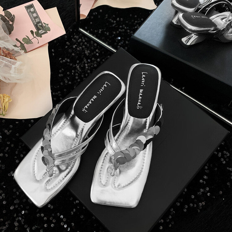 Karin Luna Exquisite Daughter~t Footrest with Rhinestones for a Sofa-like Feel  Sequin Flip-Flops
