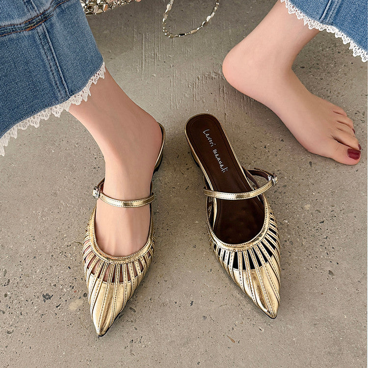 Karin Luna Casual Feel~In stock Pointed Toe Hollow Design Note Pointed Toe Slippers