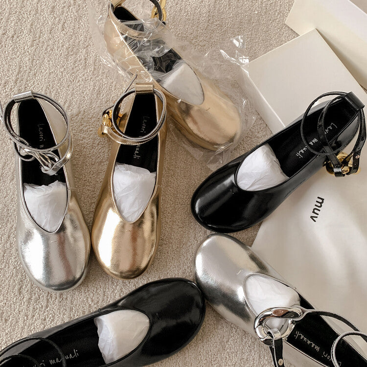 Karin Luna In Stock Large Stock Main Promotion  Two-Way Wear Height-Increasing Retro Gold Buckle Mary Jane Shoes