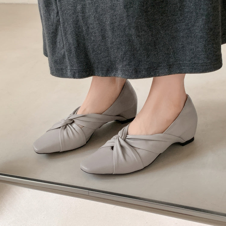 Karin Luna Cross Design Square Toe Hidden Wedge Shoes